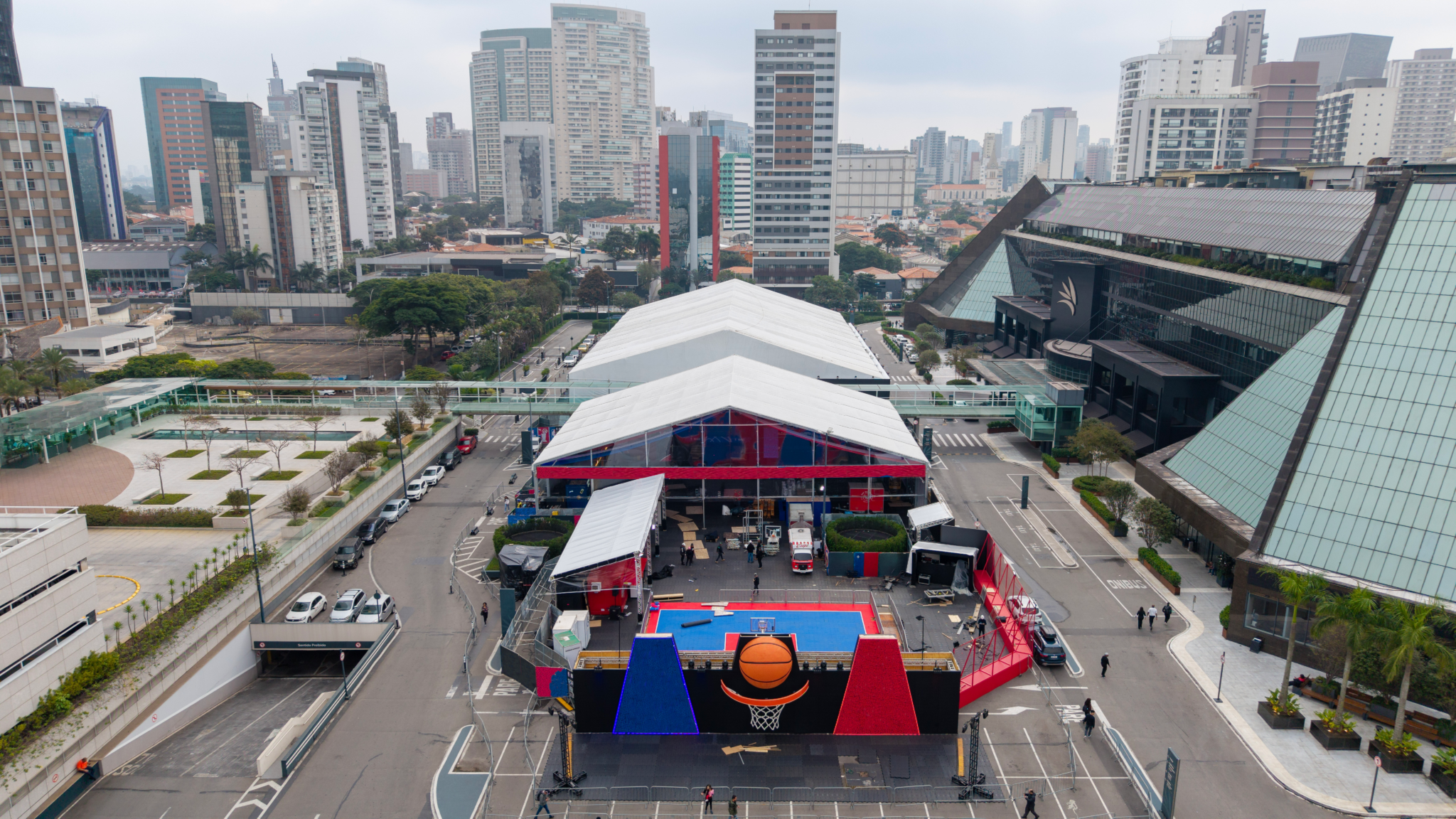 Vista aérea da arena Fan Experience